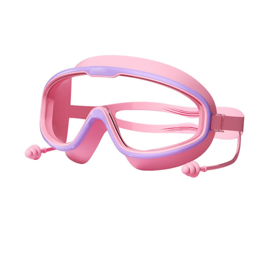 Professional Outdoor Swim Goggles with Large Frame, Waterproof Design, Anti-Fog Features, UV Protection, and Included Earplugs for Ages 14 and Up